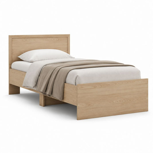 Letto singolo con struttura in truciolare rovere chiaro 90 x 190 cm