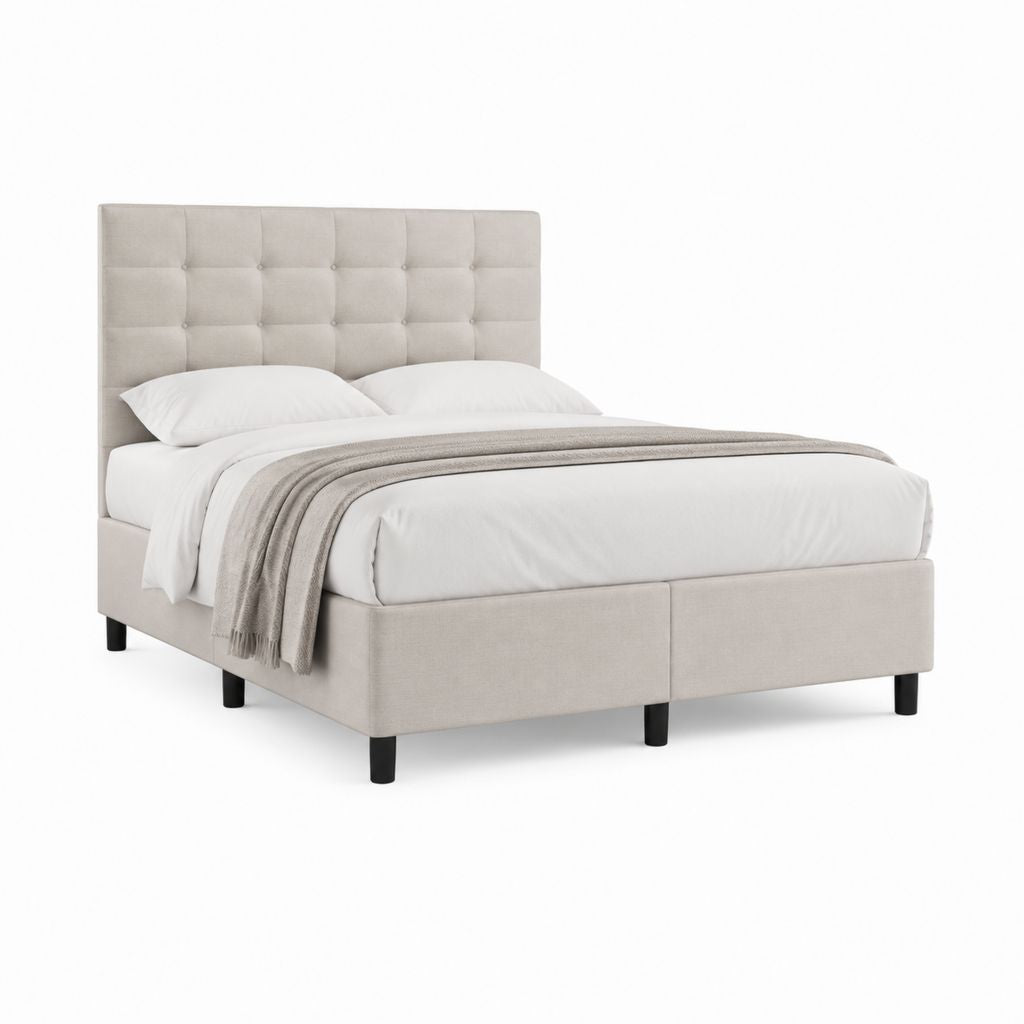 Letto matrimoniale imbottito beige in poliestere rettangolare 160 x 200 cm