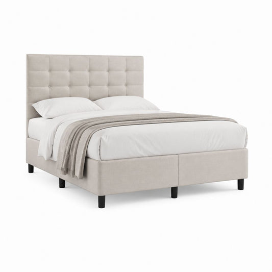 Letto matrimoniale imbottito beige in poliestere rettangolare 160 x 200 cm
