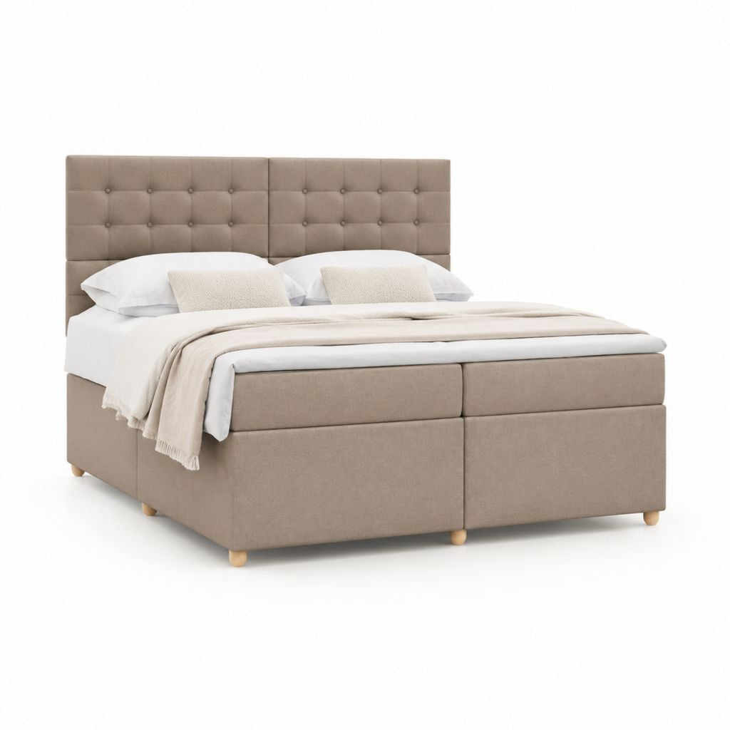 Letto matrimoniale contenitore rettangolare tortora in poliestere 160 x 200 cm