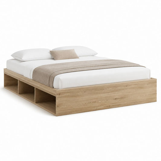 Letto matrimoniale con vani laterali rovere chiaro MDF rettangolare per materasso 160 x 200 cm 170 x 210 x 35 cm