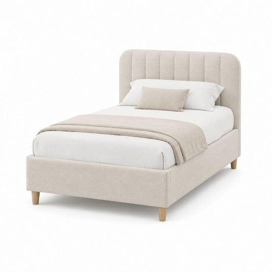 Letto matrimoniale imbottito beige in poliestere rettangolare 160 x 200 cm