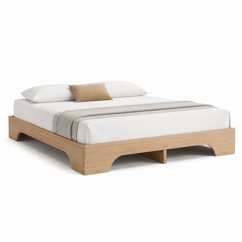 Letto matrimoniale con struttura in pannello truciolare rovere naturale 160 x 200 cm
