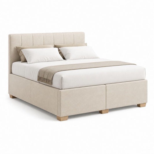 Letto matrimoniale imbottito beige in poliestere rettangolare 160 x 200 cm