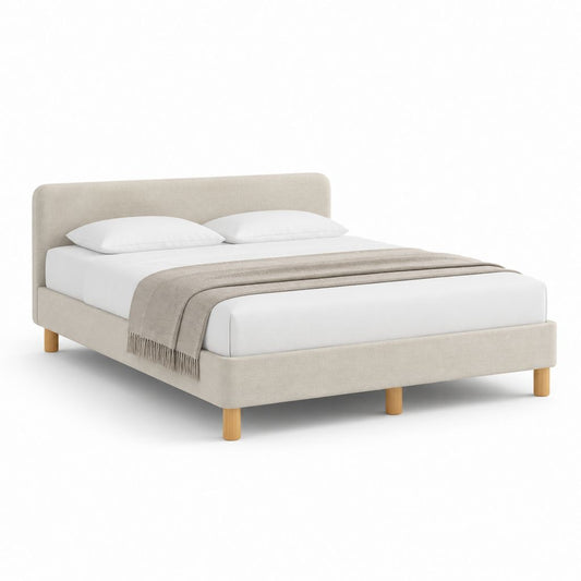 Letto matrimoniale imbottito beige in poliestere rettangolare 160 x 200 cm