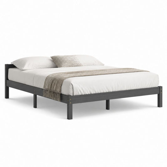 Letto matrimoniale con struttura in pino massello nero per materasso 160 x 200 cm 166 x 211 x 100 cm