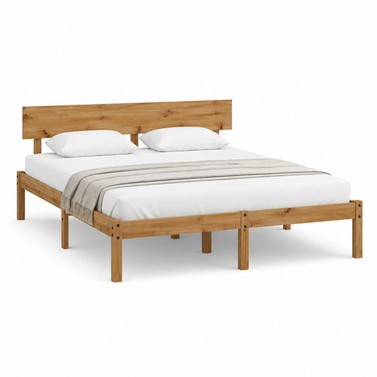 Letto matrimoniale rettangolare in pino massello naturale 160 x 200 cm 166 x 208 x 94 cm