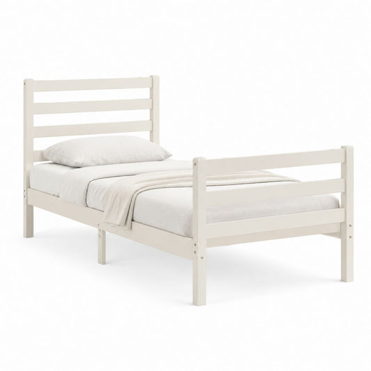 Letto singolo con struttura bianca in legno massello di pino 90 x 200 cm